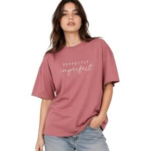 Women's Oversized Printed Cotton T-Shirt | Bio Washed Soft Cotton | Relaxed Fit | Round Neck | Half Sleeve | Casual Graphic Tee | Premium Everyday Wear